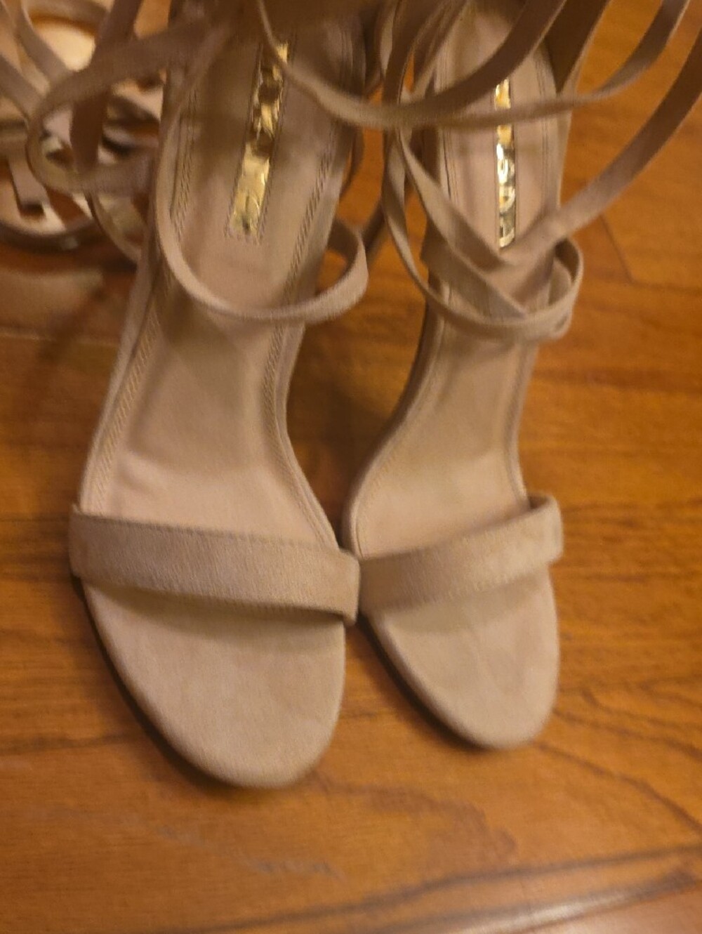 Lilliana Nude Lace-Up Ankle Wrap Sandals - Sz 10 - Picture 8 of 9